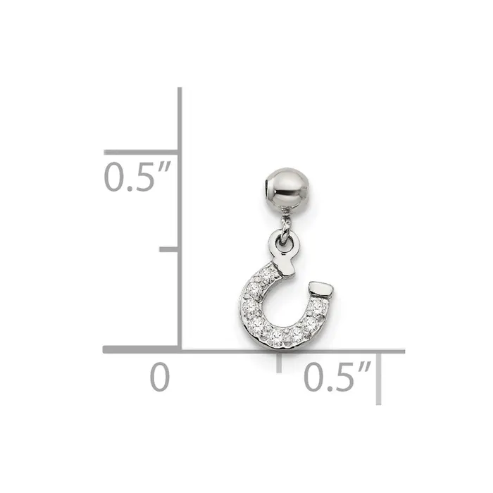 TreasureFineJewelers Rings Sterling Silver Mio Memento CZ Dangle Horseshoe Charm