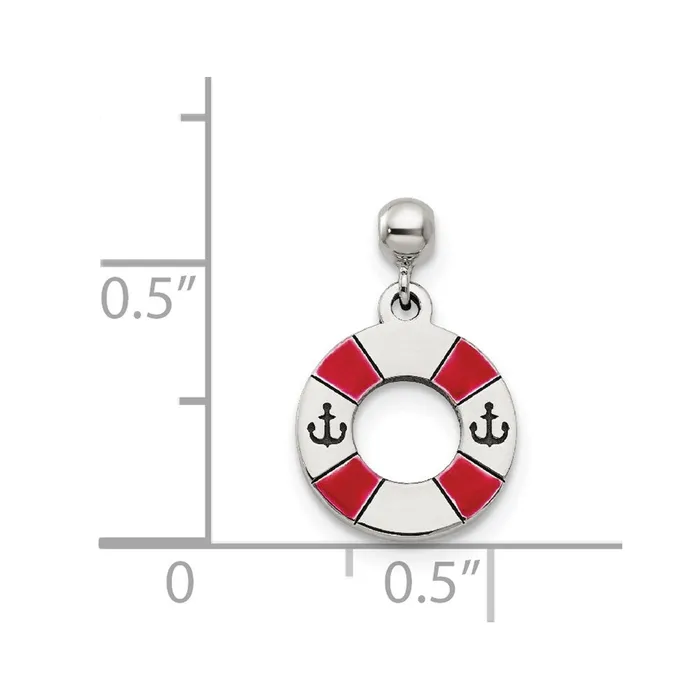 TreasureFineJewelers Rings Sterling Silver Mio Memento Enamel Dangle Life Preserver Charm