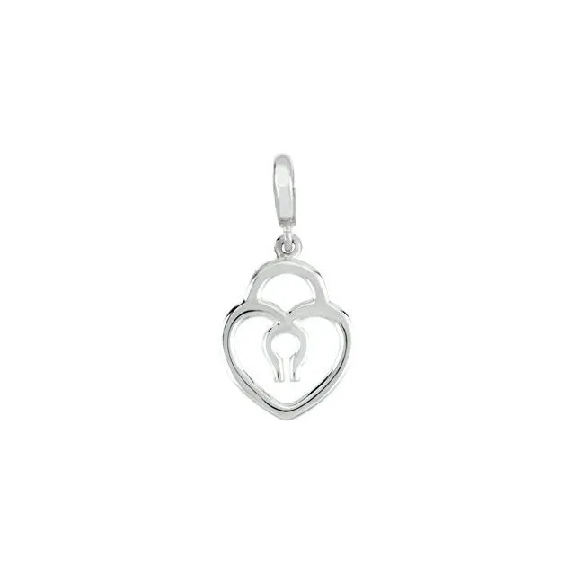 TreasureFineJewelers Rings Sterling Silver Petite Heart Lock Charm