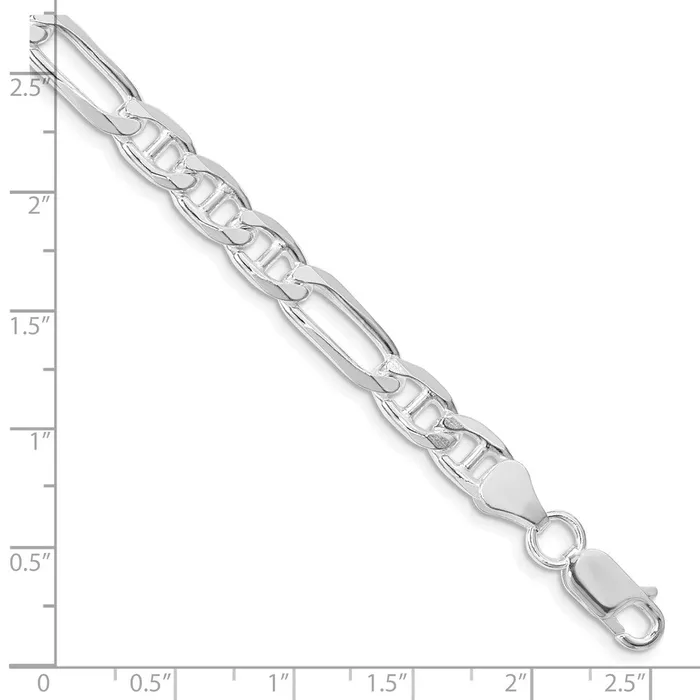 TreasureFineJewelers Rings Sterling Silver Rhodiumplated 65mm Figaro Anchor Chain