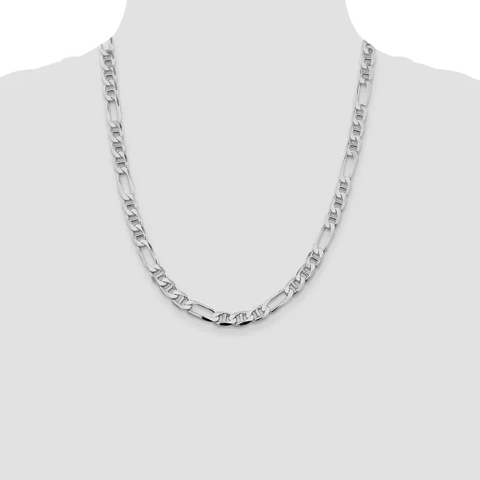 TreasureFineJewelers Rings Sterling Silver Rhodiumplated 75mm Figaro Anchor Chain