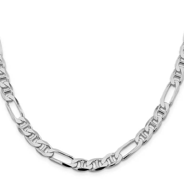 TreasureFineJewelers Rings Sterling Silver Rhodiumplated 75mm Figaro Anchor Chain