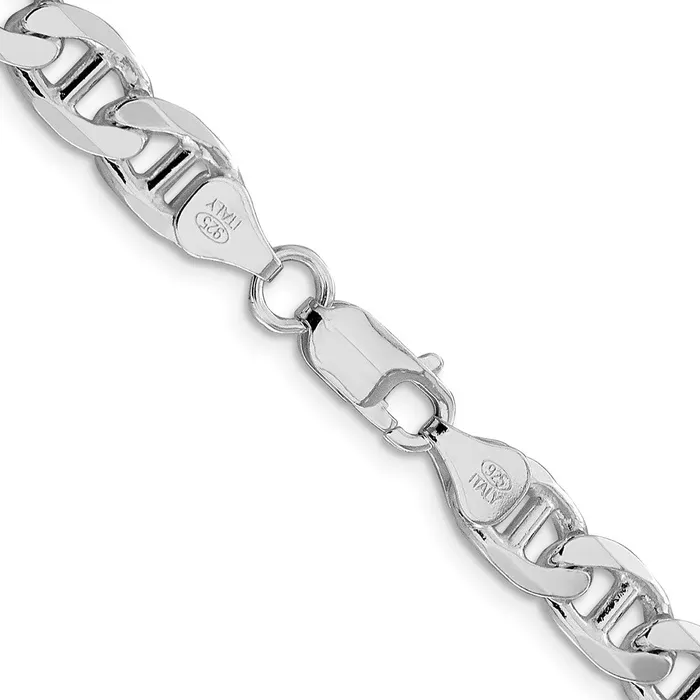 TreasureFineJewelers Rings Sterling Silver Rhodiumplated 75mm Figaro Anchor Chain