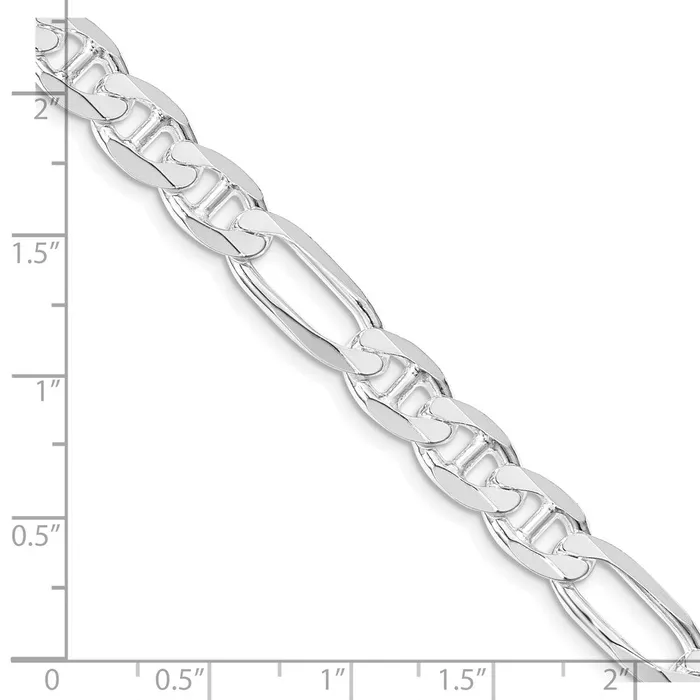 TreasureFineJewelers Rings Sterling Silver Rhodiumplated 75mm Figaro Anchor Chain