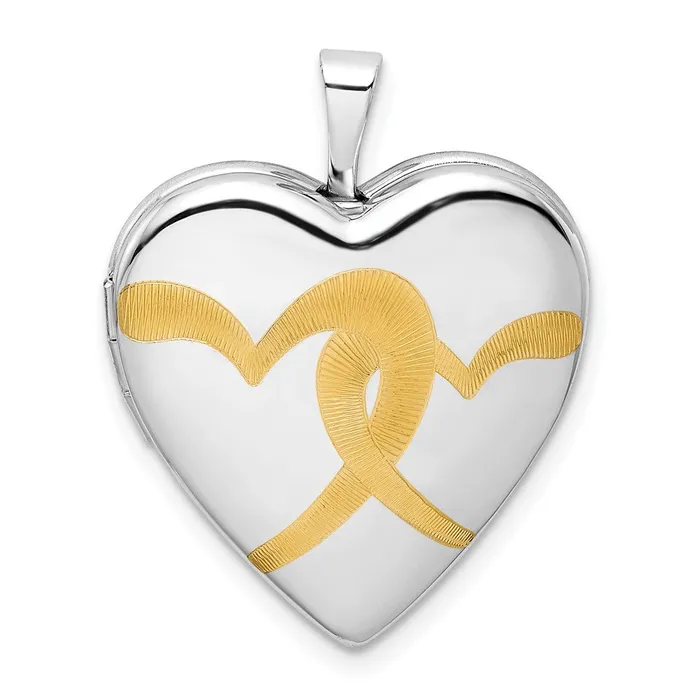 TreasureFineJewelers Rings Sterling Silver Rhodiumplated Goldplated Linked Hearts 20mm Heart Locket TreasureFineJewelers Rings Sterling Silver Rhodiumplated Goldplated Linked Hearts 20mm Heart Locket