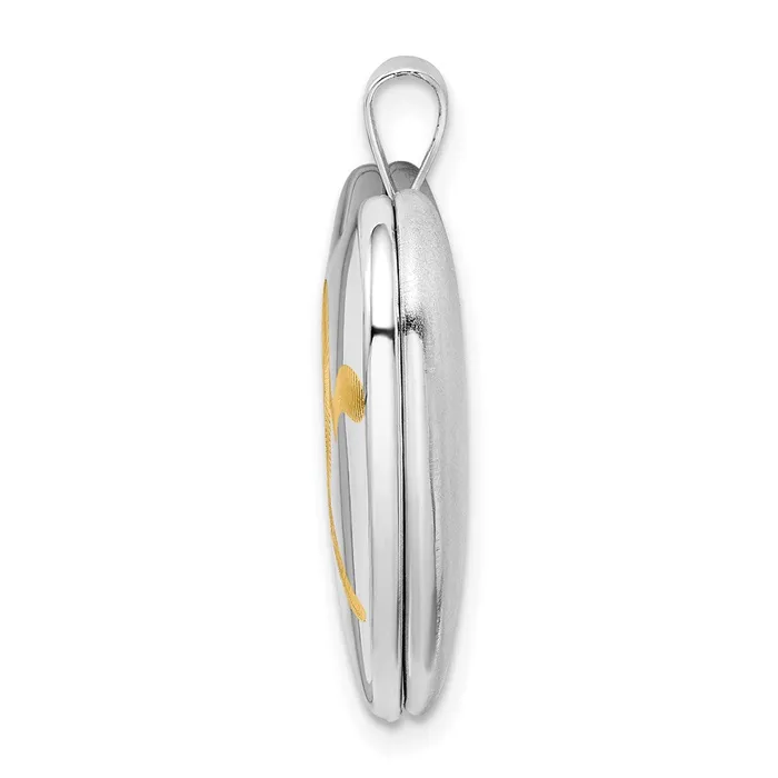 TreasureFineJewelers Rings Sterling Silver Rhodiumplated Goldplated Linked Hearts 20mm Heart Locket
