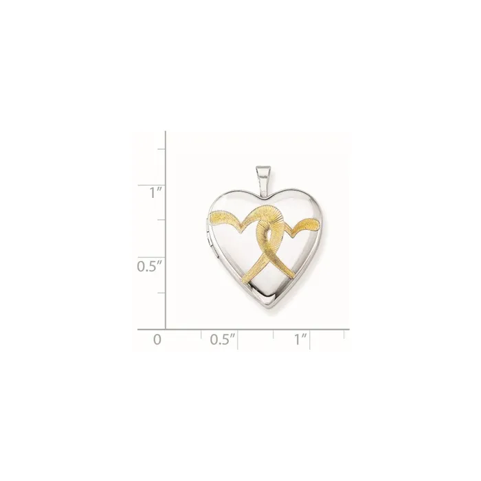 TreasureFineJewelers Rings Sterling Silver Rhodiumplated Goldplated Linked Hearts 20mm Heart Locket