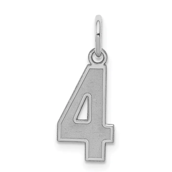 TreasureFineJewelers Rings Sterling SilverRhodiumplated Satin Number 4 Charm TreasureFineJewelers Rings Sterling SilverRhodiumplated Satin Number 4 Charm