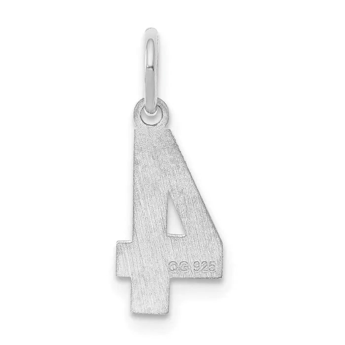 TreasureFineJewelers Rings Sterling SilverRhodiumplated Satin Number 4 Charm