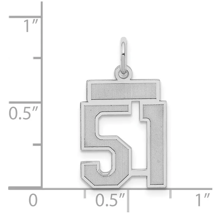 TreasureFineJewelers Rings Sterling SilverRhodiumplated Satin Number 51 Charm