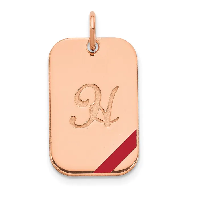 TreasureFineJewelers Rings Sterling SilverRoseplated Dog Tag Enameled Charm TreasureFineJewelers Rings Sterling SilverRoseplated Dog Tag Enameled Charm