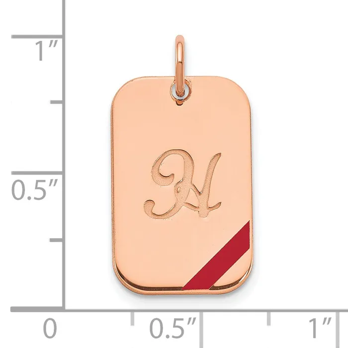 TreasureFineJewelers Rings Sterling SilverRoseplated Dog Tag Enameled Charm