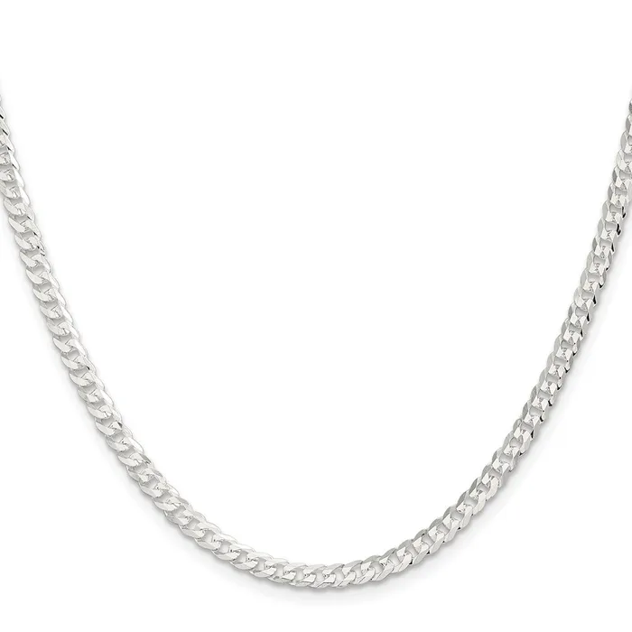 TreasureFineJewelers Sterling Silver 38mm Flat Curb Chain Bracelet Bracelets