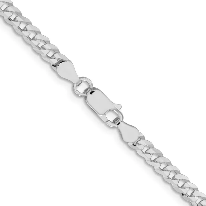 TreasureFineJewelers Sterling Silver 38mm Flat Curb Chain Bracelet Bracelets