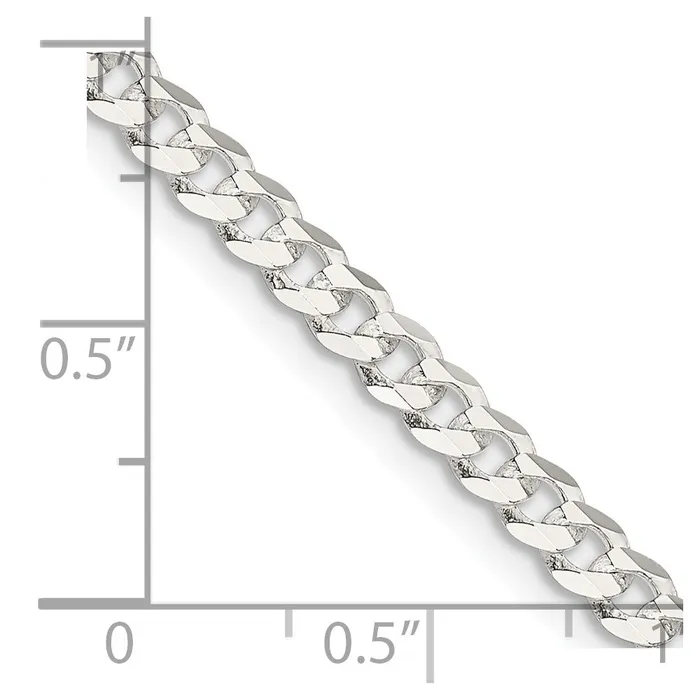 TreasureFineJewelers Sterling Silver 38mm Flat Curb Chain Bracelet Bracelets