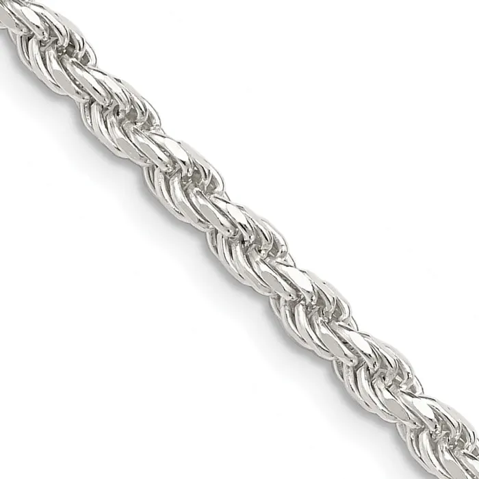 TreasureFineJewelers Sterling Silver 3mm Diamondcut Rope Chain Rings