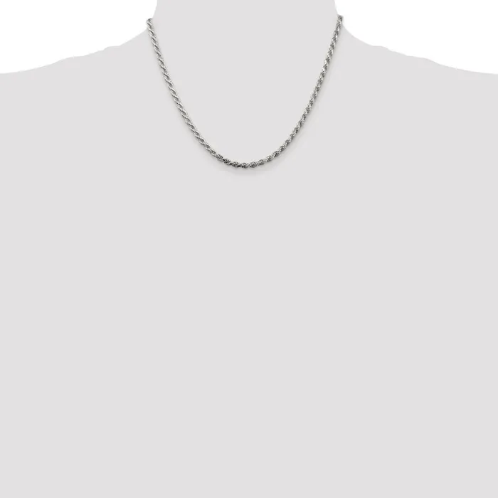 TreasureFineJewelers Sterling Silver 3mm Diamondcut Rope Chain Rings
