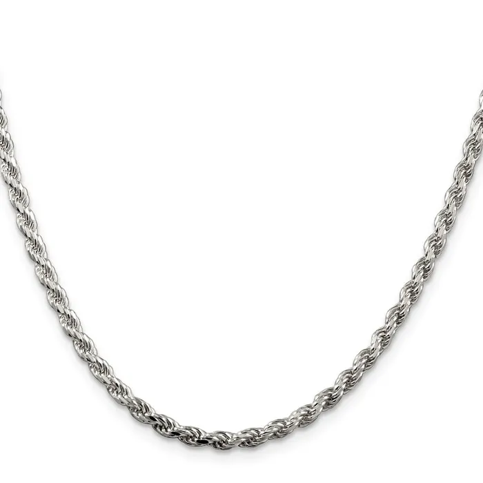 TreasureFineJewelers Sterling Silver 3mm Diamondcut Rope Chain Rings