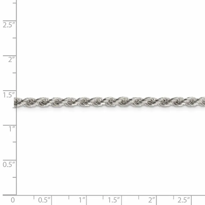 TreasureFineJewelers Sterling Silver 3mm Diamondcut Rope Chain Rings