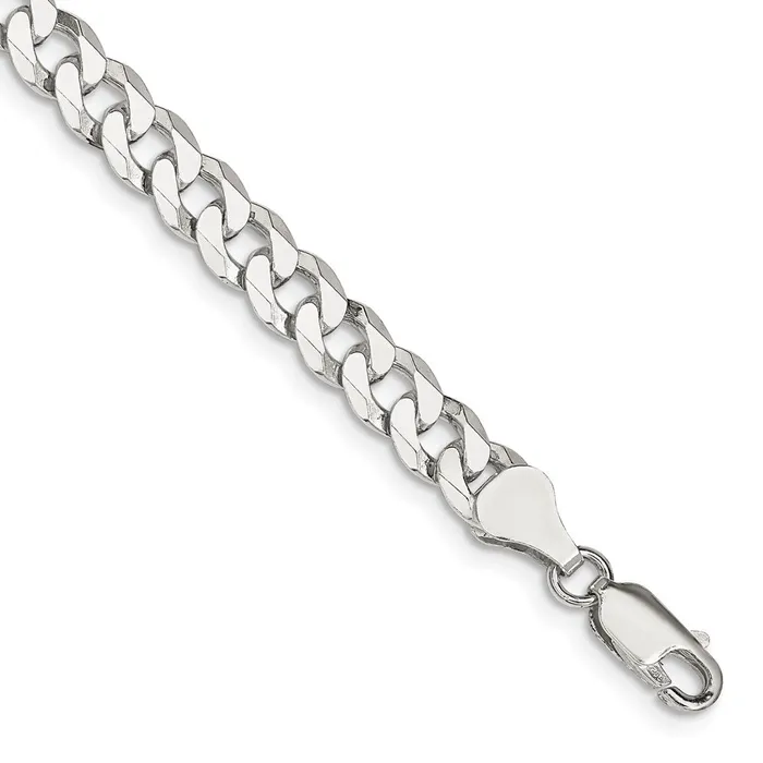 TreasureFineJewelers Sterling Silver 6mm Beveled Curb Chain Rings