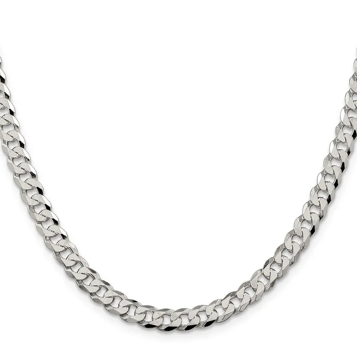 TreasureFineJewelers Sterling Silver 6mm Beveled Curb Chain Rings