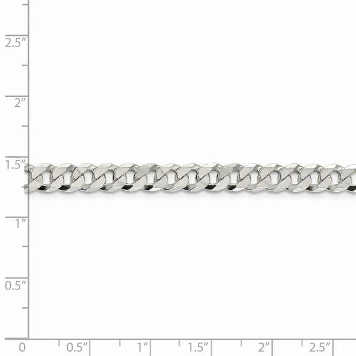 TreasureFineJewelers Sterling Silver 6mm Beveled Curb Chain Rings