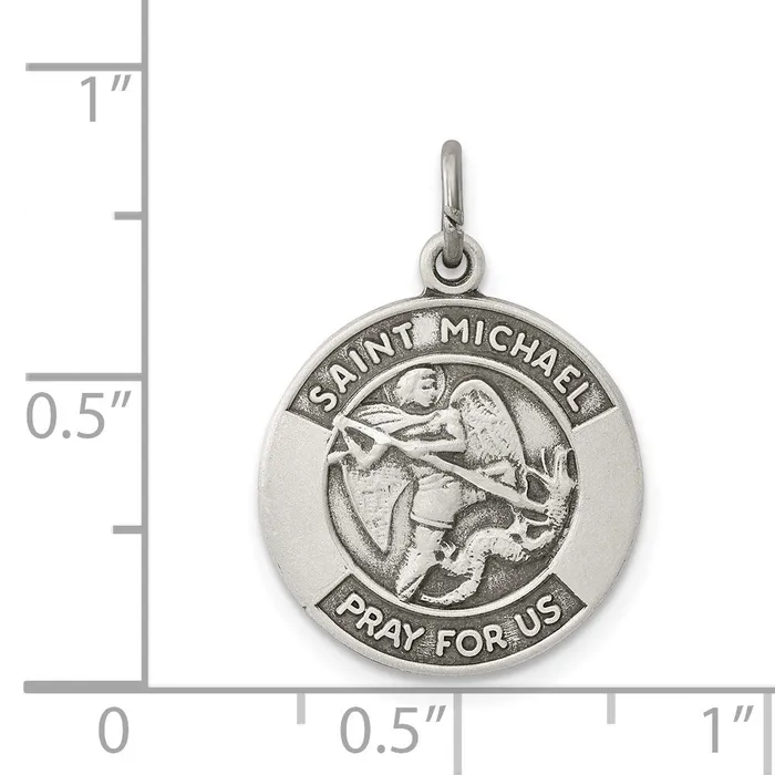 TreasureFineJewelers Sterling Silver Antiqued Saint Michael Medal Rings