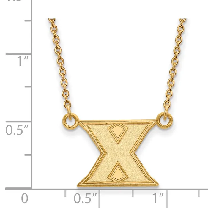 TreasureFineJewelers Sterling Silver Goldplated Xavier University Letter X Small Pendant 18 inch Necklace Necklaces