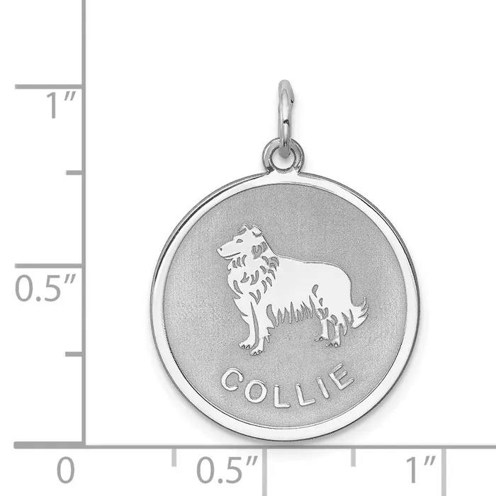 TreasureFineJewelers Sterling Silver Rhodiumplated Collie Disc Charm Rings
