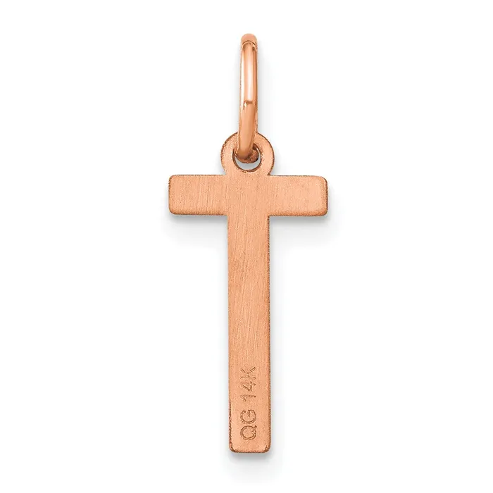 TreasureFineJewelers Sterling Silver Roseplated Letter T Initial Pendant Necklaces
