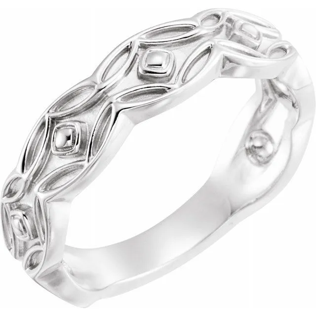 TreasureFineJewelers Sterling Silver Scalloped Geometric Ring Rings