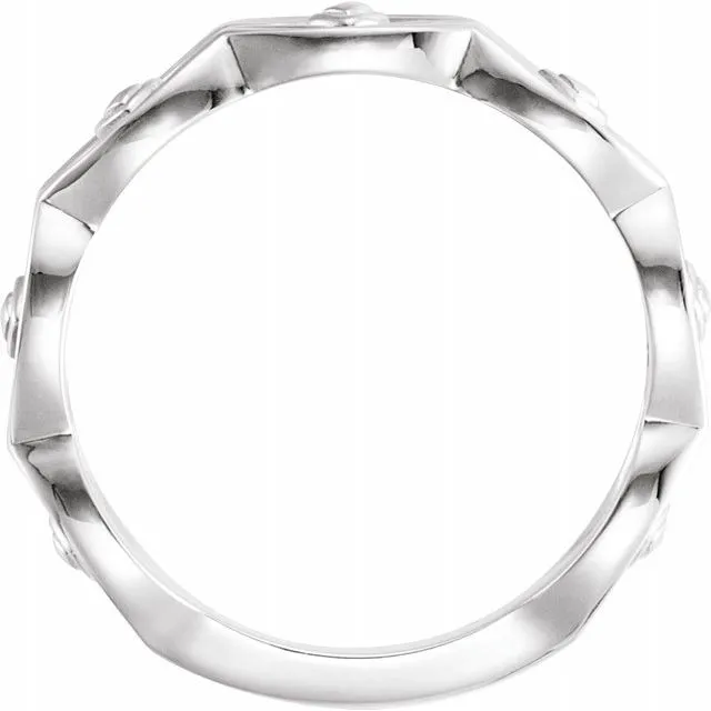 TreasureFineJewelers Sterling Silver Scalloped Geometric Ring Rings