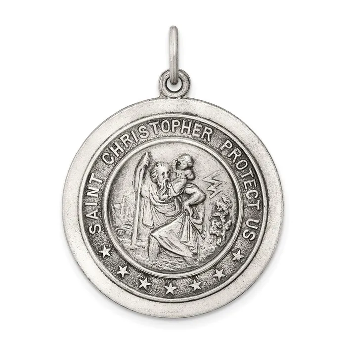 TreasureFineJewelers Sterling Silver St Christopher Medal Rings