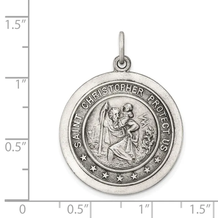 TreasureFineJewelers Sterling Silver St Christopher Medal Rings