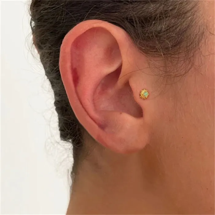Trendolla Jewelry Earrings Little Sun Opal Flat Back Earrings