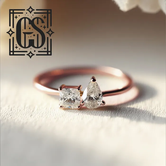 14k Rose Gold Minimalist Engagement Ring Gold Created Diamond Two Stone Engagement Ring Minimalist Diamond Ring Rose Gold FL LLC Rings 14k Rose Gold Minimalist Engagement Ring Gold Created Diamond Two Stone Engagement Ring Minimalist Diamond Ring Rose Gold FL LLC Rings