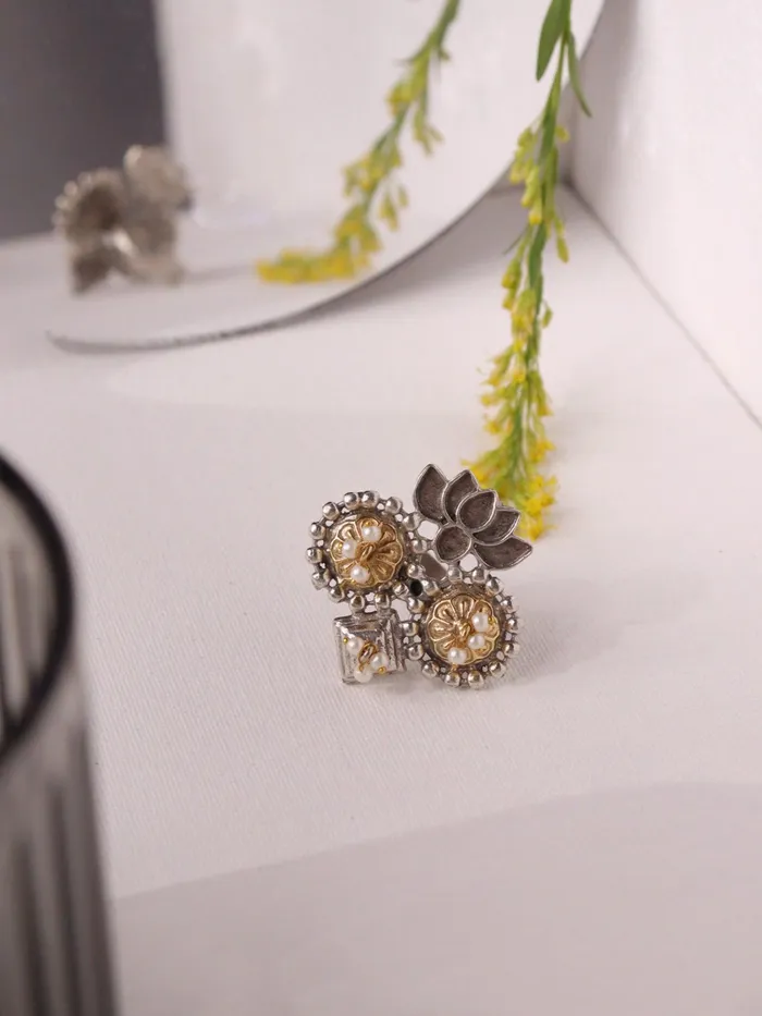 Aria Dual Tone Lotus Ring Curio Cottage Rings Aria Dual Tone Lotus Ring Curio Cottage Rings