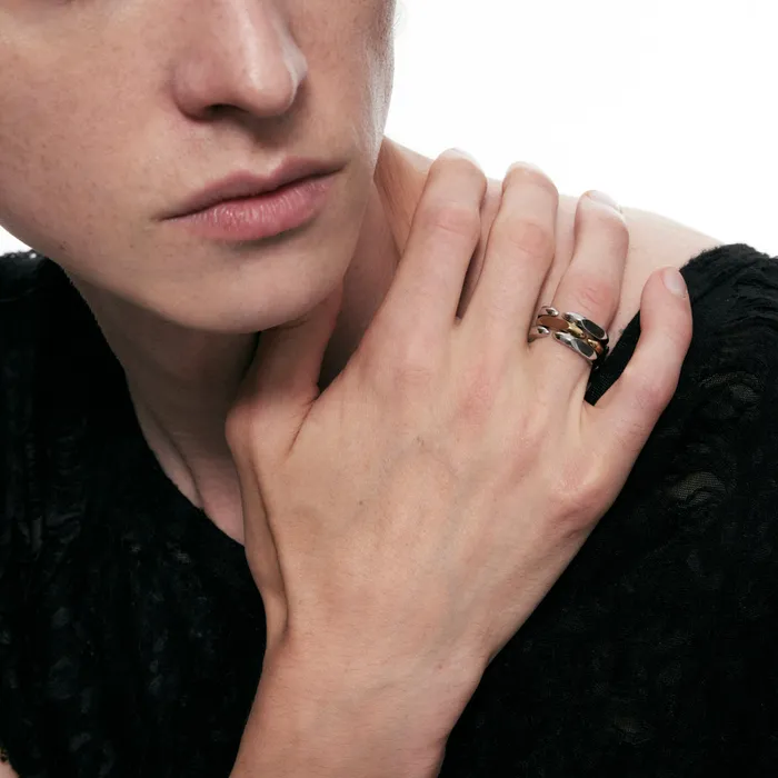 Blackheadshop Rings Gold and Silver Structured Adjustable Ring