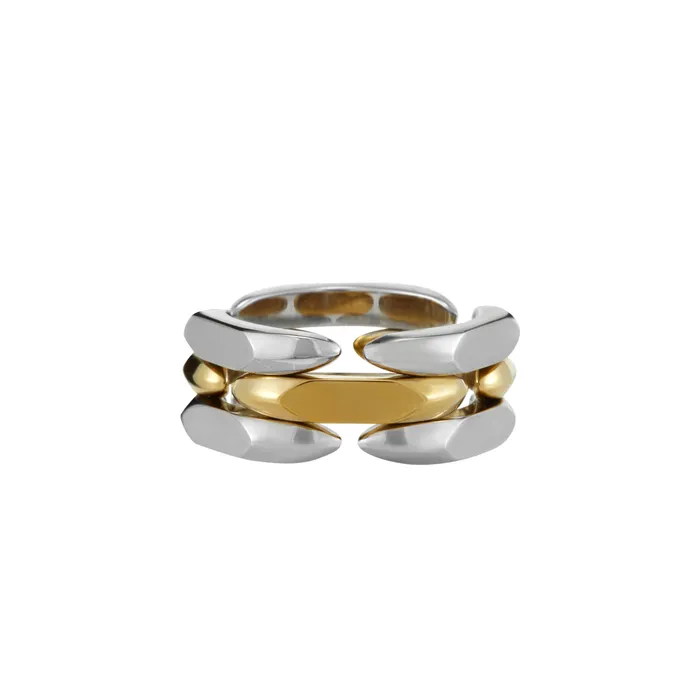 Blackheadshop Rings Gold and Silver Structured Adjustable Ring Blackheadshop Rings Gold and Silver Structured Adjustable Ring