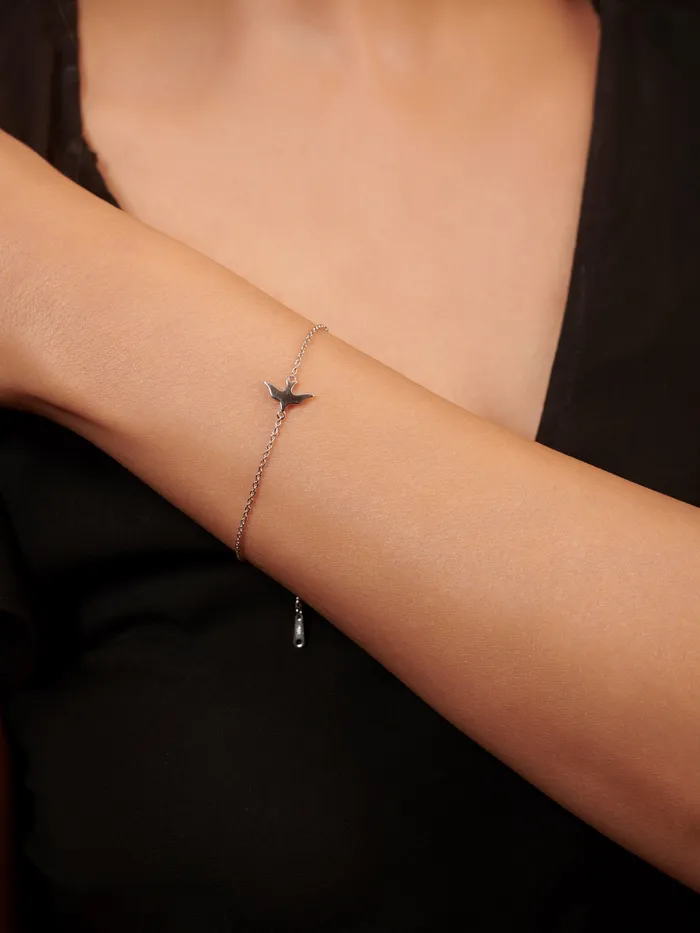 Bracelets Curio Cottage The Bird Of Paradise Pure Silver Bracelet