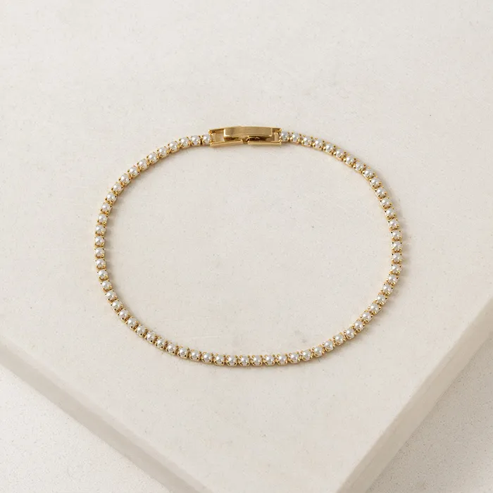 Bracelets Lovers Tempo Gold Plated Pearl Tennis Bracelet