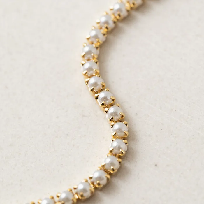Bracelets Lovers Tempo Gold Plated Pearl Tennis Bracelet