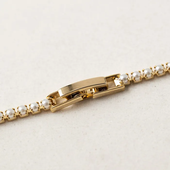 Bracelets Lovers Tempo Gold Plated Pearl Tennis Bracelet