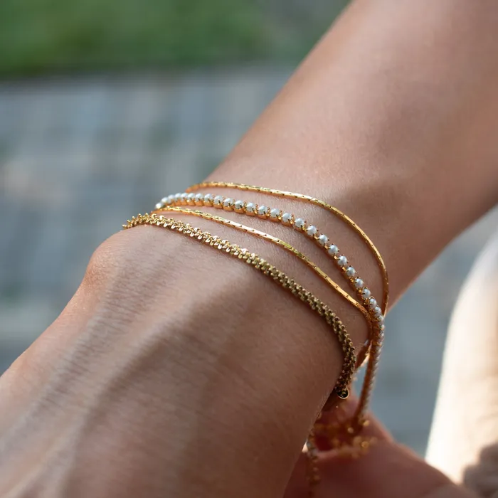 Bracelets Lovers Tempo Gold Plated Pearl Tennis Bracelet