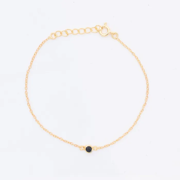 Bracelets Silver Lotus Gold Vermeil Black Onyx Solitaire Bracelet