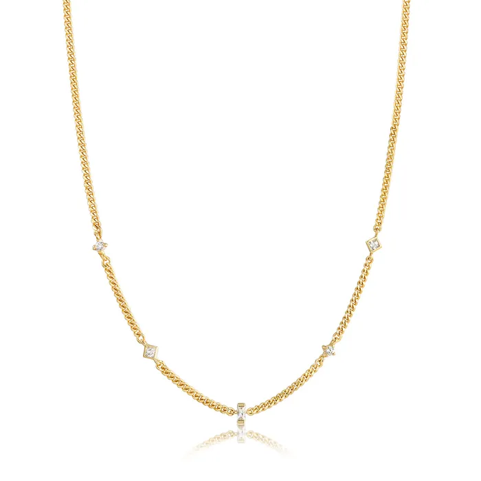 Eklexic Necklaces Gold Plated Multi CZ Stone Necklace