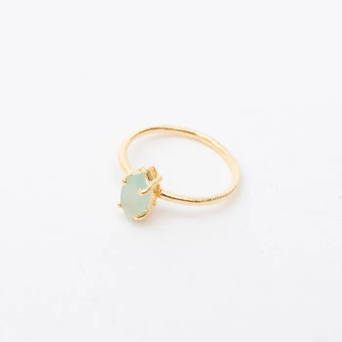 Gold Faceted Stone Ring Silver Lotus Rings