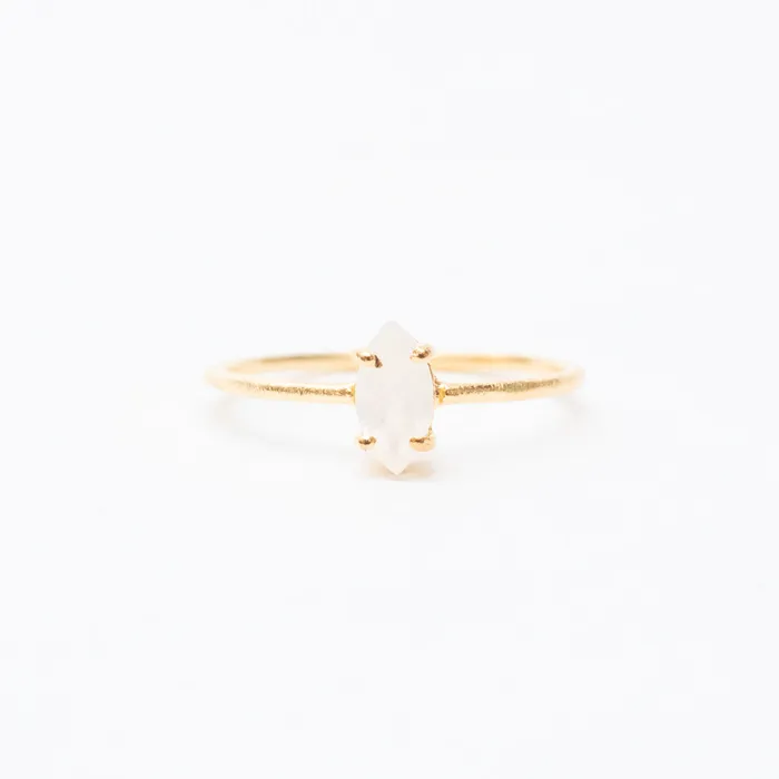 Gold Faceted Stone Ring Silver Lotus Rings