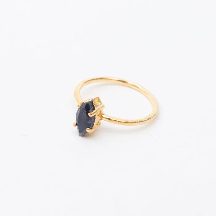 Gold Faceted Stone Ring Silver Lotus Rings