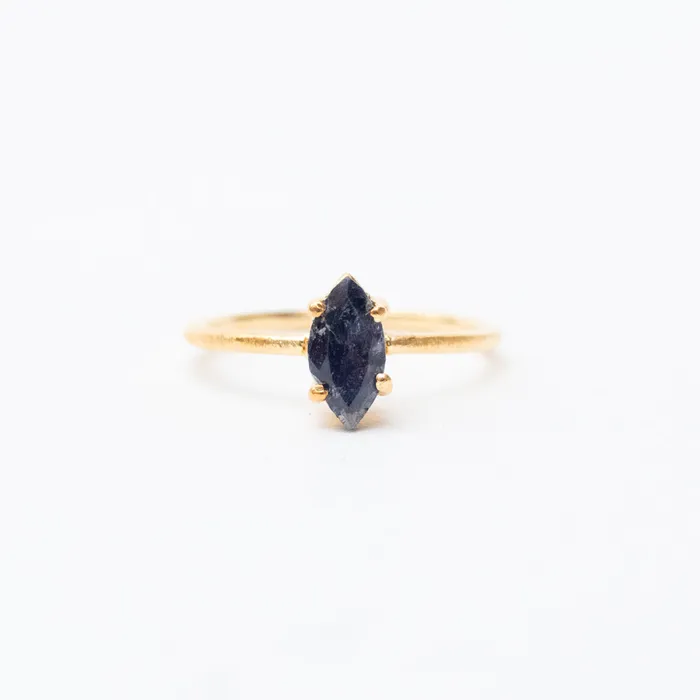 Gold Faceted Stone Ring Silver Lotus Rings